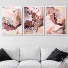 Set of 3 Abstract Beige Brown Terracotta Fluid Wall Art Prints