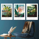 Vintage Botanical Medicinal Flowers Set of 3 Wall Art Prints