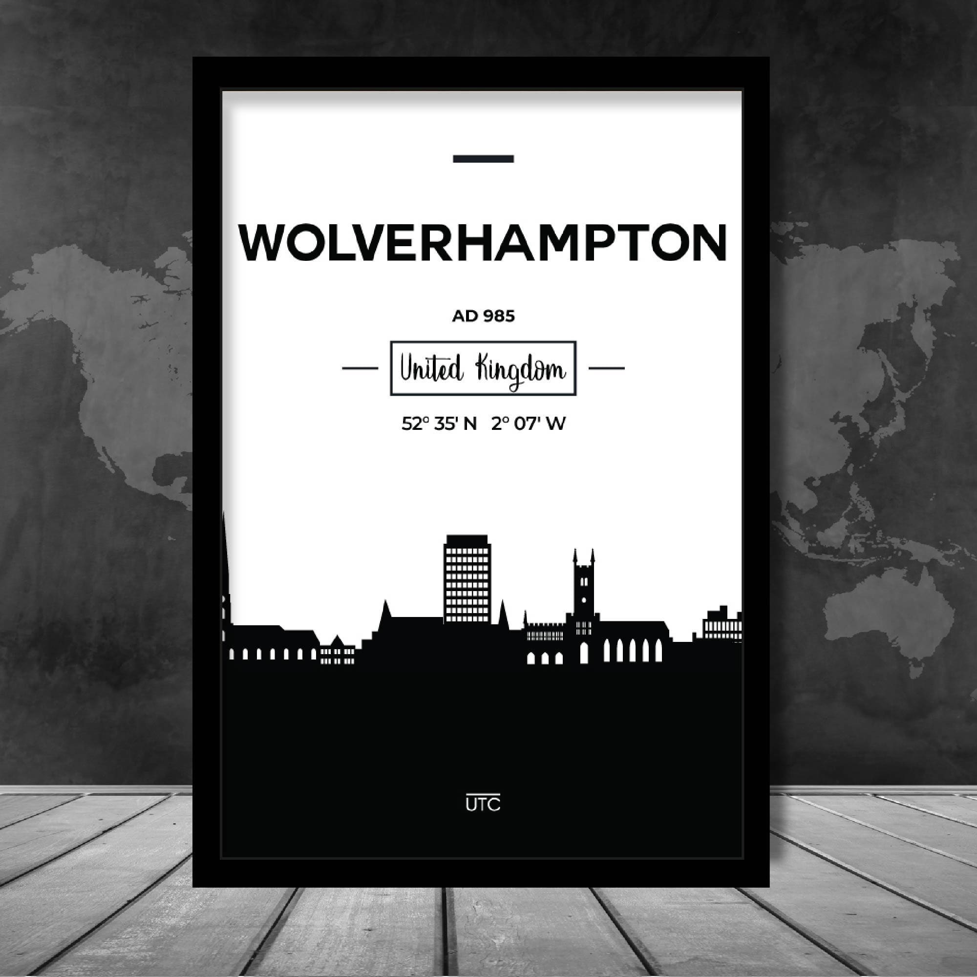 Wolverhampton City Skyline Cityscape Print