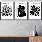 Matisse Floral and Nude Set of 3 Black and Grey Wall Art Prints