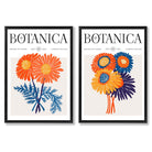 Bright Orange and Blue Summer Flower Market Set of 2 Art Prints with Black Frame