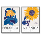 Blue and Yellow Sunflower Set of 2 Art Prints with Dark Grey Frame
