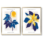 Yellow and Blue Spring Flower Market Set of 2 Art Prints with Gold Frame