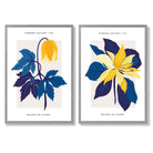 Yellow and Blue Spring Flower Market Set of 2 Art Prints with Light Grey Frame