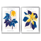 Yellow and Blue Spring Flower Market Set of 2 Art Prints with Silver Frame