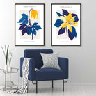 Set of 2 Yellow and Blue Spring Flower Market Prints | Artze Wall Art UK