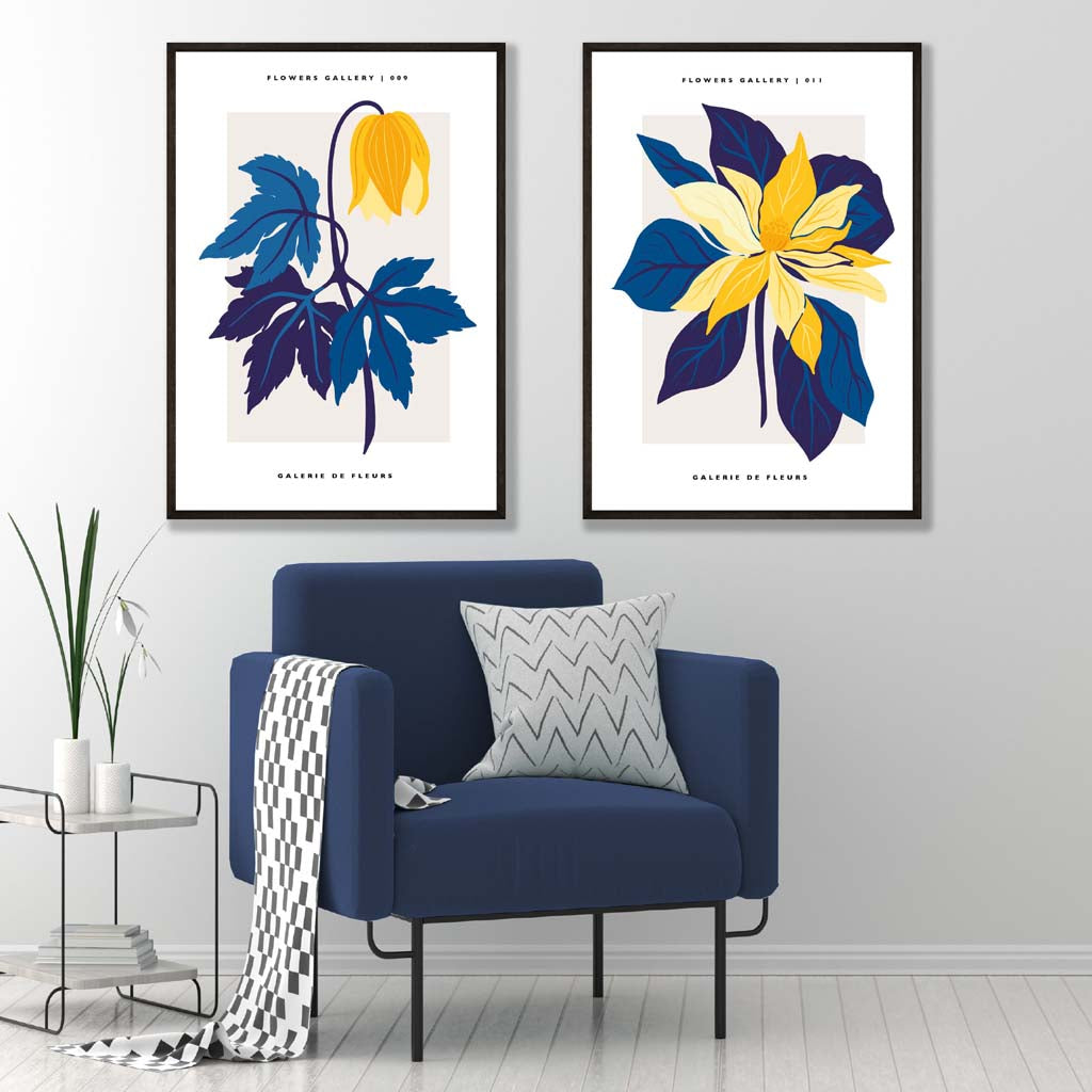 Yellow and Blue Spring Flower Market Posters | Artze Wall Art UK