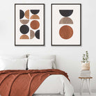 Black and Orange Mid Century Geometric Posters | Artze Wall Art UK