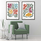 Floral Colourful Modern Set of 2 Art Prints | Artze Wall Art UK