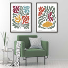Floral Colourful Modern Set of 2 Art Posters | Artze Wall Art UK