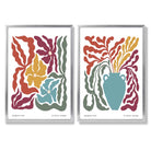 Colourful Boho Floral Set of 2 Art Prints with Silver Frame