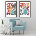 Colourful Boho Floral Set of 2 Art Prints | Artze Wall Art UK