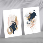 Pink and Navy Abstract Strokes Set of 2 Art Prints