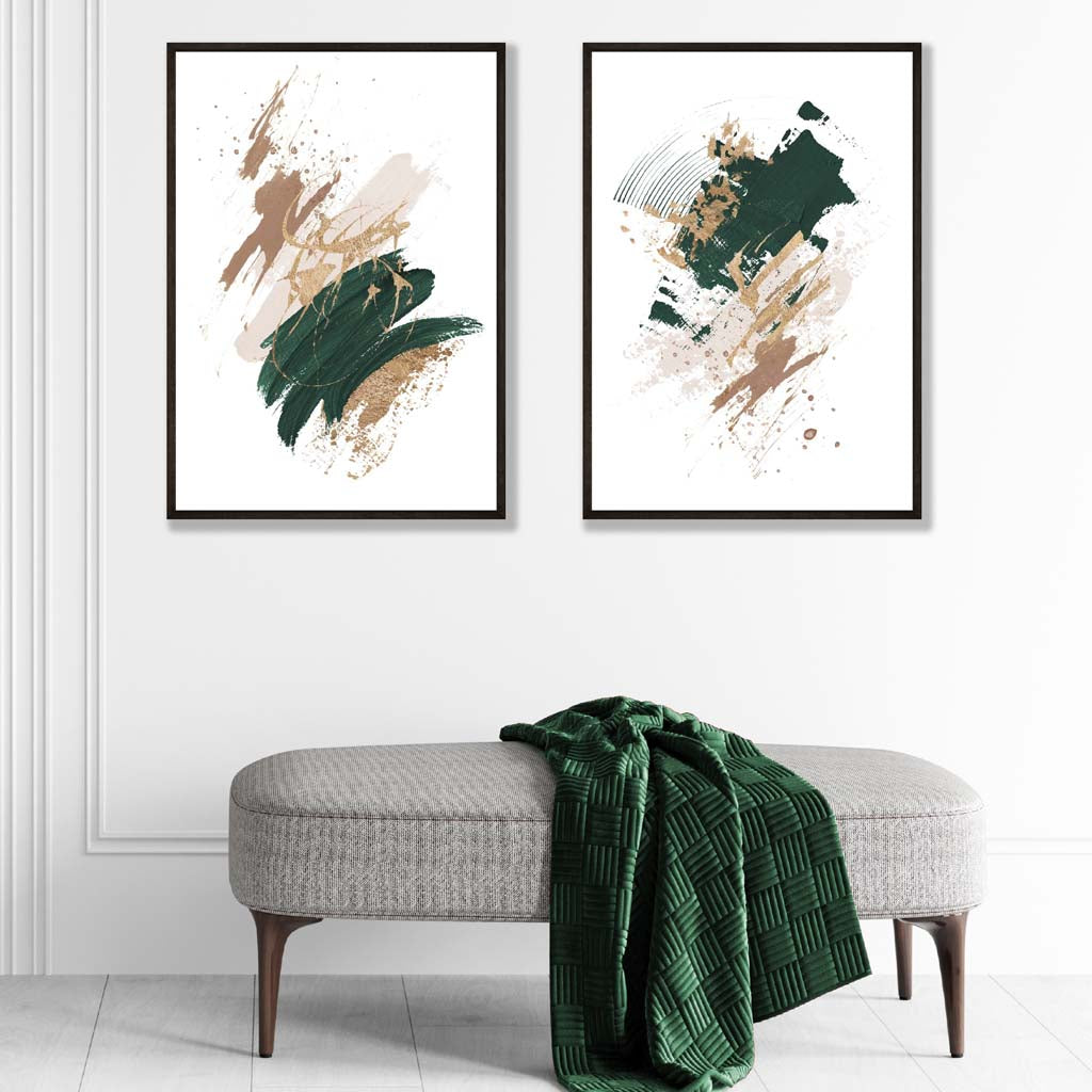 Green and Beige Abstract Strokes Posters | Artze Wall Art UK