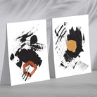Black and Yellow Abstract Strokes Set of 2 Art Prints