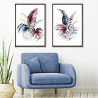 Abstract Pink,Blue Botanical Leaves Posters | Artze Wall Art UK