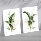 Abstract Green Botanical Leaves Set of 2 Art Prints