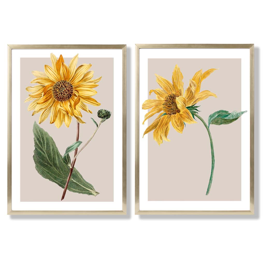 Sage Green Geometric Pineapple Fruit Set of 2 Art Prints with Gold Frame