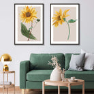 Framed Set of 2 Vintage Sunflowers Art Prints | Artze Wall Art UK