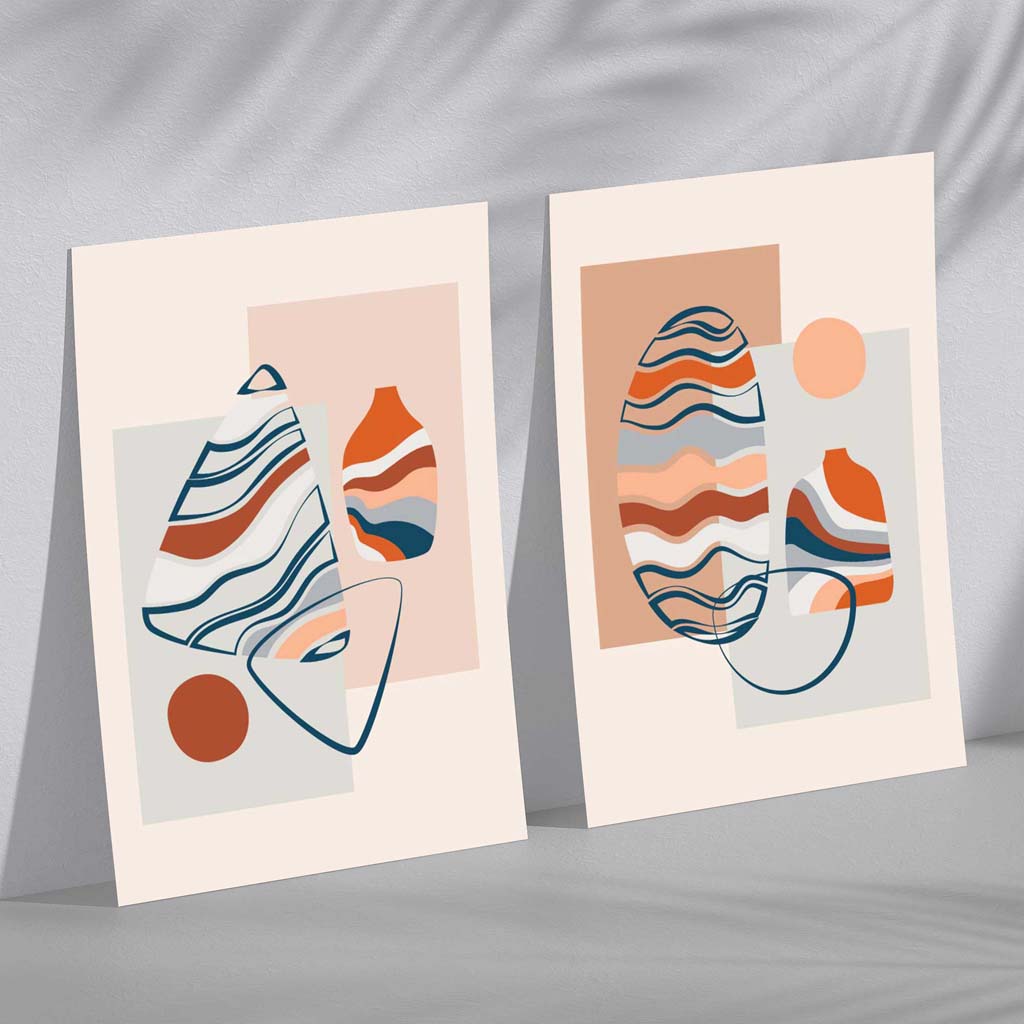 Boho Pastel Shapes Set of 2 Art Prints