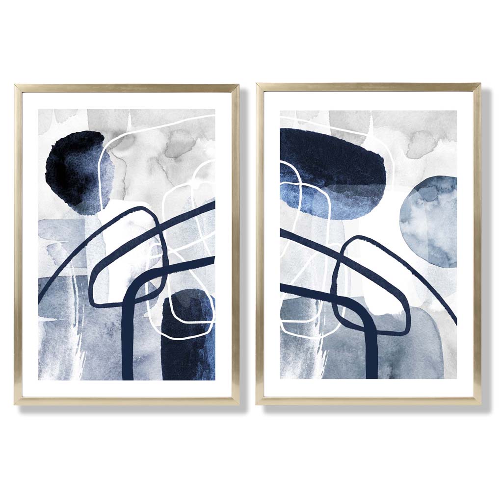 Sage Green Geometric Pineapple Fruit Set of 2 Art Prints with Gold Frame