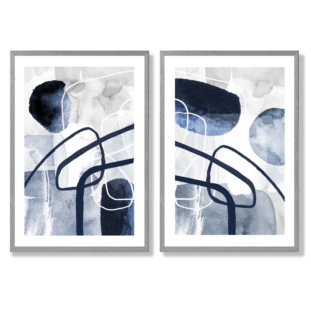 Sage Green Geometric Pineapple Fruit Set of 2 Art Prints with Light Grey Frame