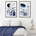 Navy Blue Abstract Shapes Set of 2 Art Posters | Artze Wall Art UK
