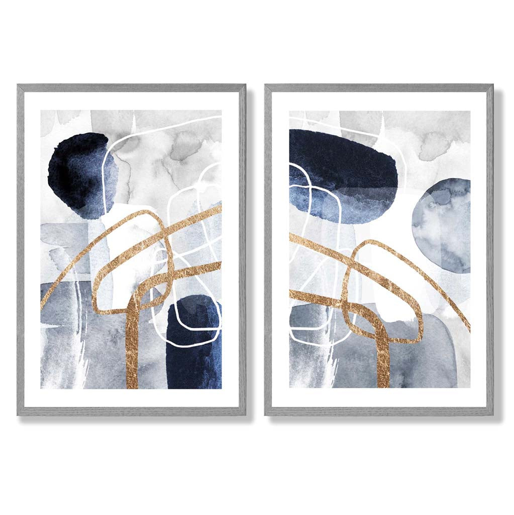 Sage Green Geometric Pineapple Fruit Set of 2 Art Prints with Light Grey Frame