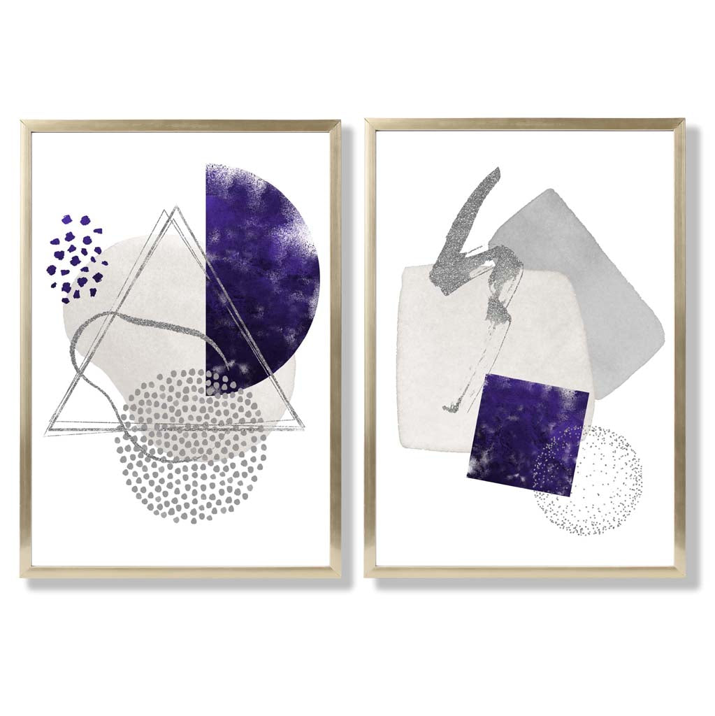 Sage Green Geometric Pineapple Fruit Set of 2 Art Prints with Gold Frame