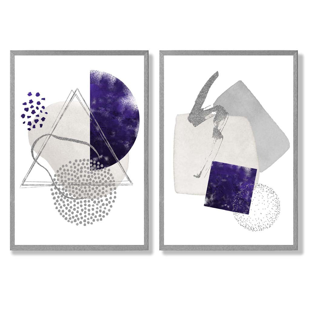 Sage Green Geometric Pineapple Fruit Set of 2 Art Prints with Light Grey Frame