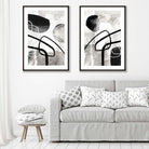 Black Grey Abstract Shapes Art Posters Set | Artze Wall Art UK