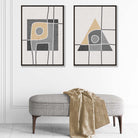 Modern Geometric Grey , Yellow Sketch Posters | Artze Wall Art UK