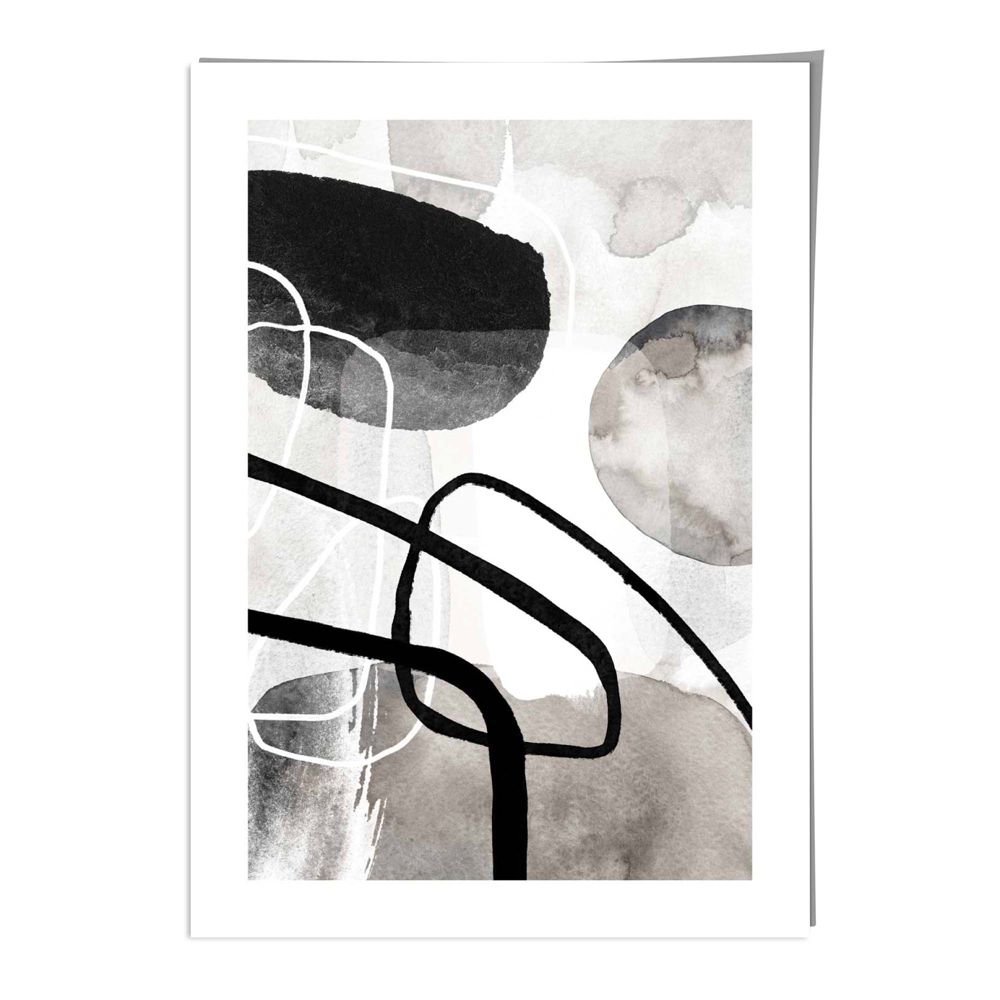 Abstract Black and Grey Shapes No 1 Wall Art Print