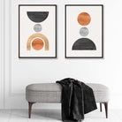 Framed Set of 2 Geometric Black and Grey Watercolour Prints | Artze Wall Art UK