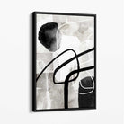 Abstract Black and Grey Shapes No 3 Canvas Art Print with Black Float Frame