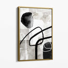 Abstract Black and Grey Shapes No 3 Canvas Art Print with Gold Float Frame