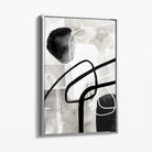 Abstract Black and Grey Shapes No 3 Canvas Art Print with Silver Float Frame