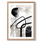 Abstract Black and Grey Shapes No 3 print in Light Oak Wooden Frame