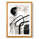 Abstract Black and Grey Shapes No 3 print in Oak Wooden Frame