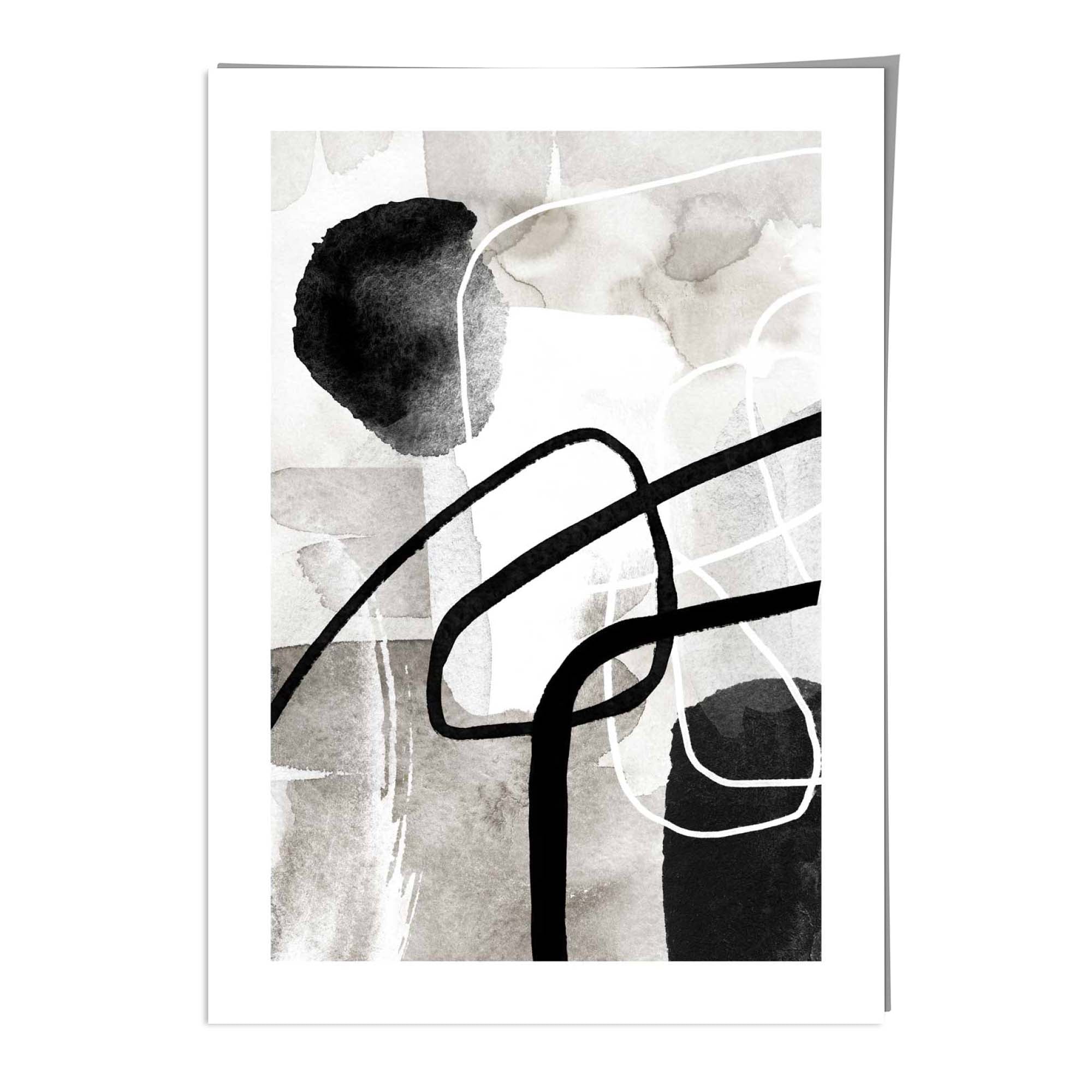 Abstract Black and Grey Shapes No 3 Wall Art Print