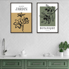 Framed Set of 2 Green and Ochre Minimal Floral Sketch Prints | Artze Wall Art UK