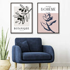 Pink and Grey Minimal Floral Sketch Posters | Artze Wall Art UK