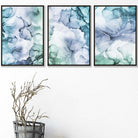 Set of 3 Abstract floral teal, purple & green prints