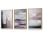 Framed Set of 3 Navy & Blush Pink Abstract Prints | Artze Wall Art UK