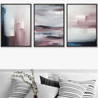 Set of 3 Abstract Navy & Blush Pink Art Prints