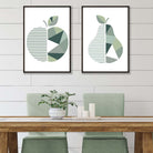 Sage Green Geometric Pear Fruit Posters | Artze Wall Art UK