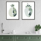 Sage Green Geometric Pineapple Fruit Posters | Artze Wall Art UK