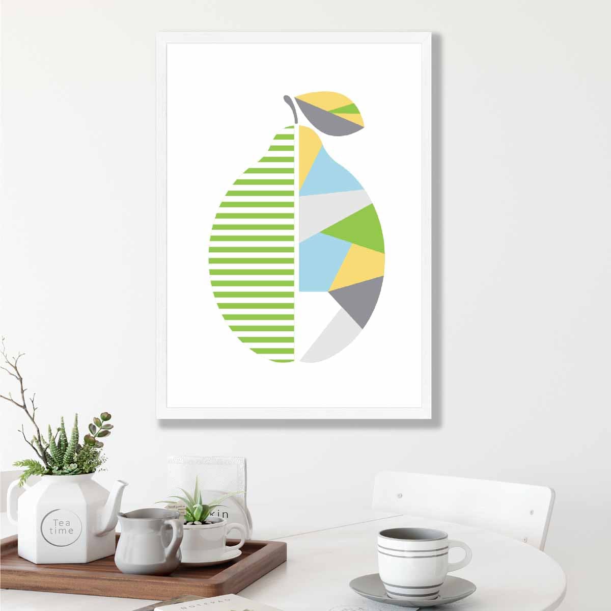 Geometric Fruit Poster of Lemon in Yellow Blue Green