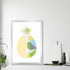 Geometric Fruit Poster of Pineapple in Yellow Blue Green