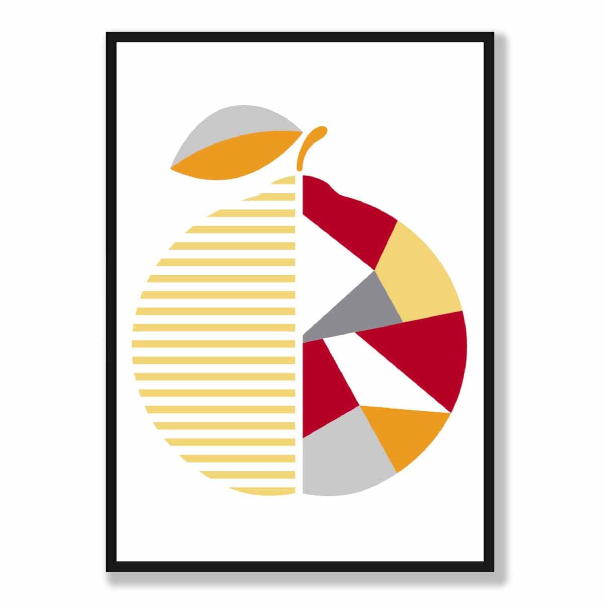Geometric Fruit Poster of Orange in Red Yellow Orange